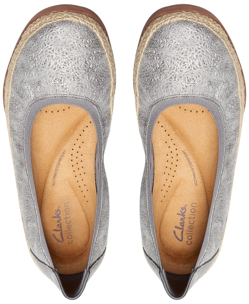Clarks Women's Elaina Rae Textured Jute-Trim Flats