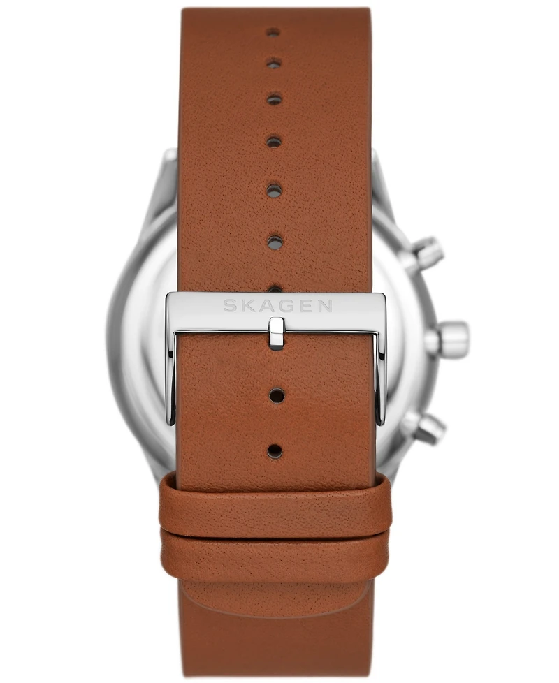 Skagen Men's Hoist Chronograph Brown Leather Watch 42mm