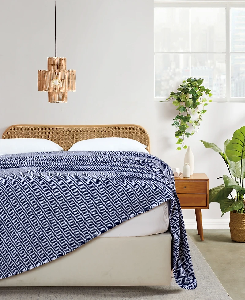 Melange Home Herringbone Cotton Blanket