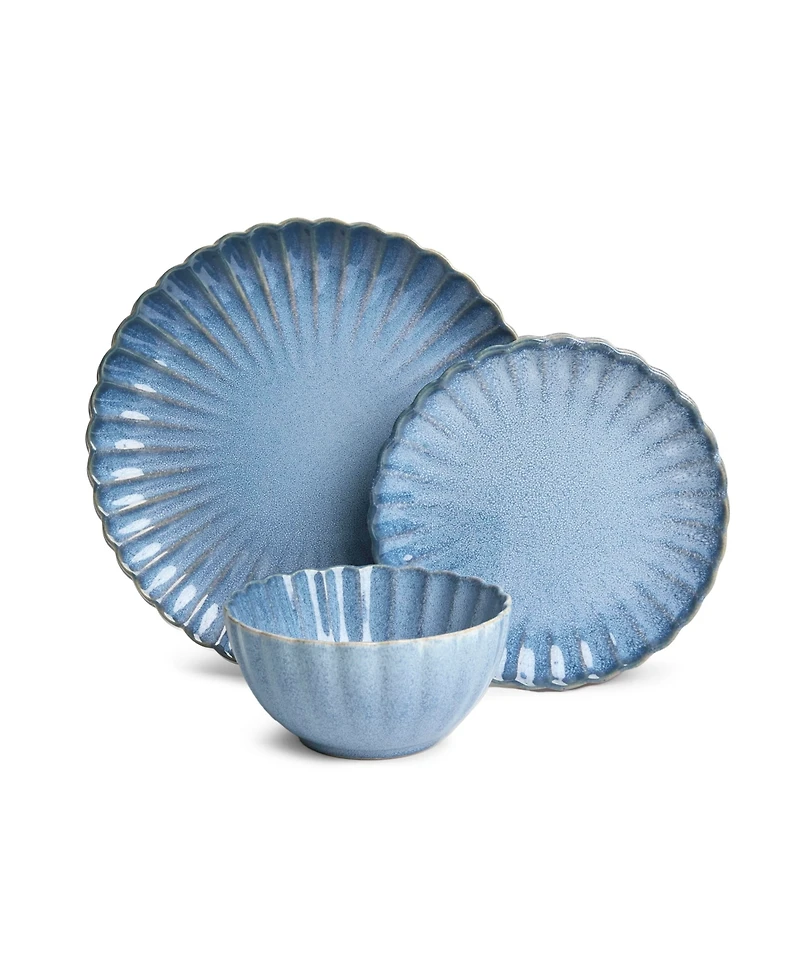 Sango Frill Reactive Stoneware 12 Pc. Dinnerware Set, Service for 4