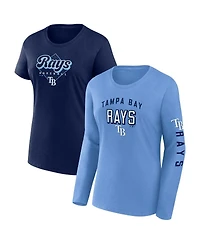 Women's Fanatics Light Blue, Navy Tampa Bay Rays T-shirt Combo Pack