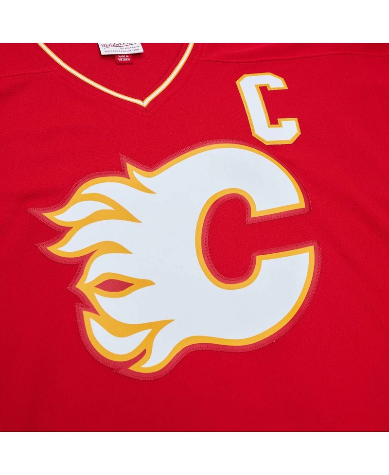 Men's Mitchell & Ness Lanny McDonald Red Calgary Flames Captain Patch 1988/89 Blue Line Player Jersey