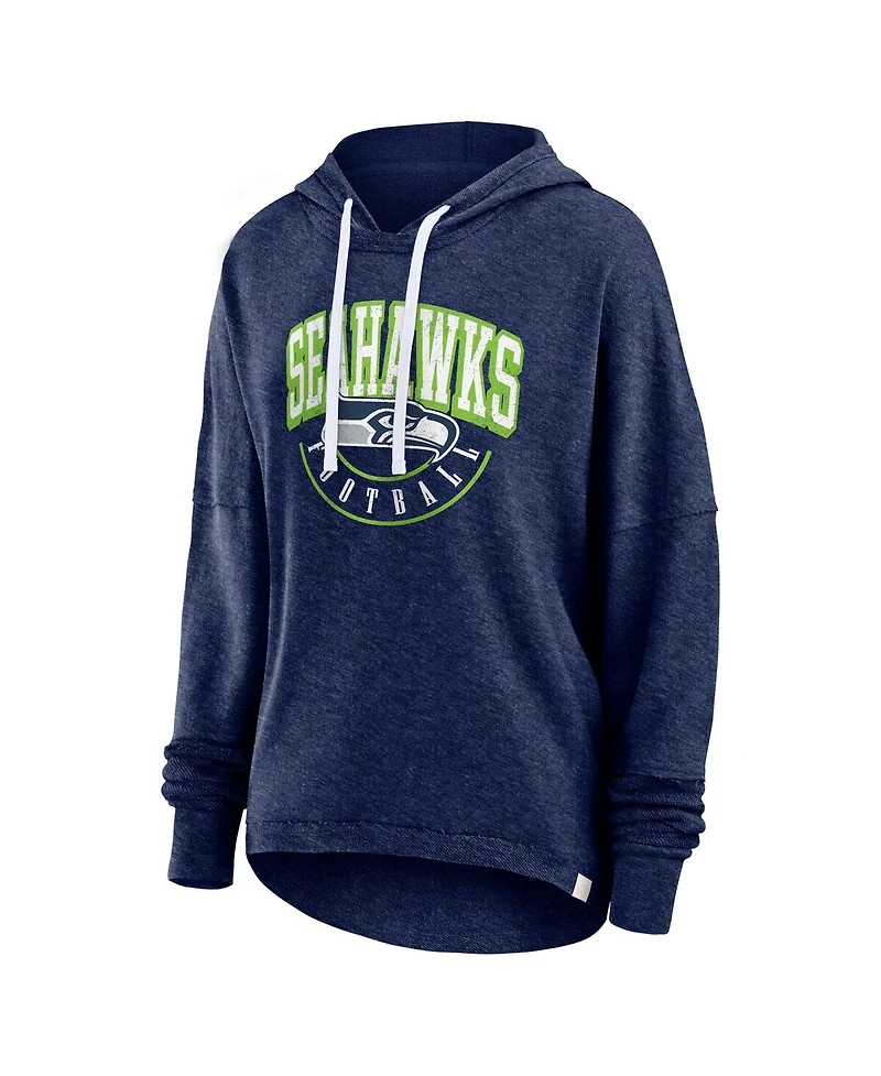 Women's Fanatics College Navy Distressed Seattle Seahawks Lounge Helmet Arch Pullover Hoodie
