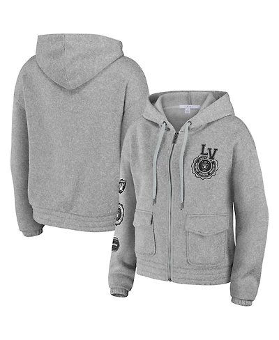Women's Wear by Erin Andrews Heather Gray Las Vegas Raiders Full-Zip Hoodie
