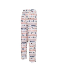 Men's Concepts Sport White, Navy Denver Broncos Tinsel Raglan Long Sleeve T-shirt and Pants Sleep Set