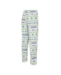 Men's Concepts Sport White, Navy Seattle Seahawks Tinsel Raglan Long Sleeve T-shirt and Pants Sleep Set