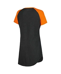 Women's Concepts Sport Black, Orange Distressed Cincinnati Bengals Raglan V-Neck Nightshirt