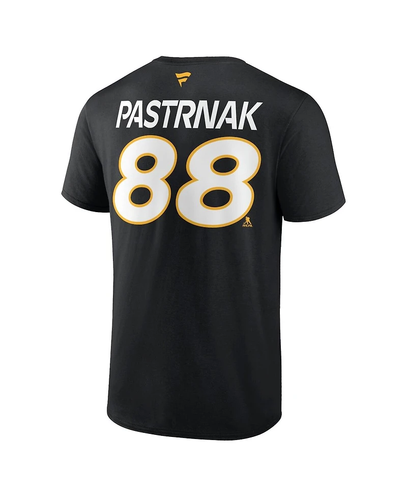 Men's Fanatics David Pastrnak Black Boston Bruins Authentic Pro Prime Name and Number T-shirt