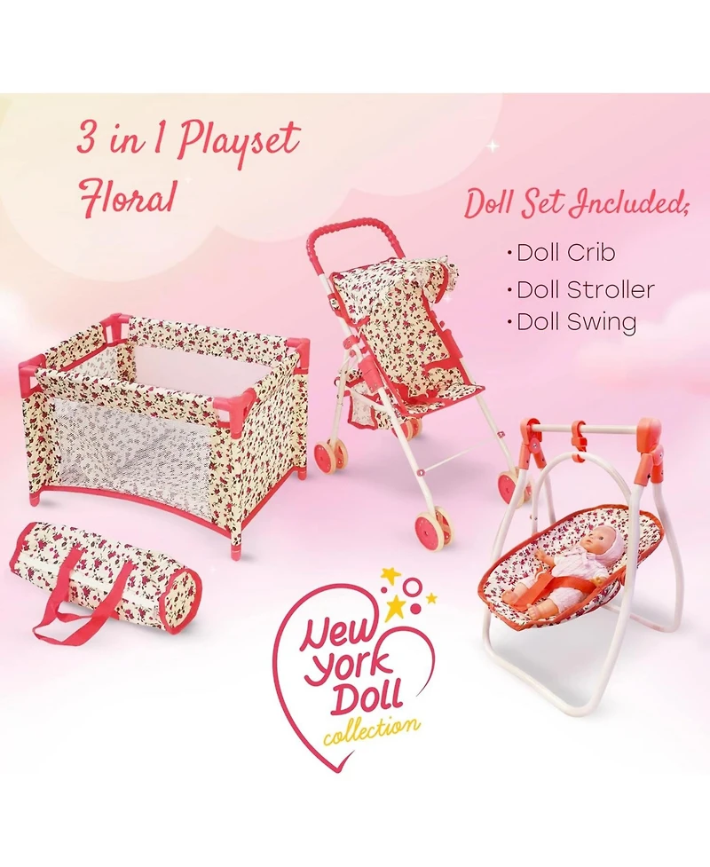 The New York Doll Collection 3-1 Baby Doll Furniture Set