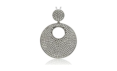 Suzy Levian New York Sterling Silver Cubic Zirconia Pave Round Medallion Pendant