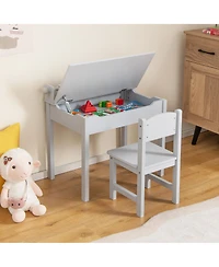 Toddler Craft Table & Chair Set Kids Art Crafts with Paper Roll Holder