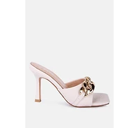 Womens Mermaid Quilted Metallic Chain Embellished Sandals
