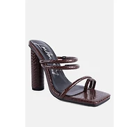 Womens Dandelion High Block Heeled Croc Sandals