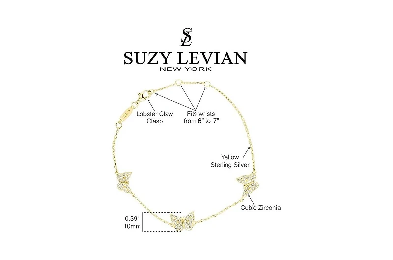 Suzy Levian Sterling Silver Cubic Zirconia Butterfly Station Bracelet