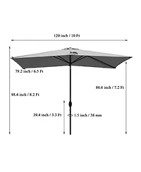 Mondawe 10ft Rectangular Outdoor Patio Umbrella with Tilt and Crank