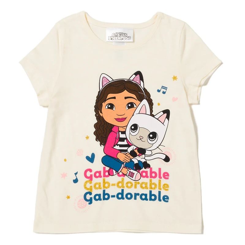 Gabby's Dollhouse Little Girls Dreamworks Gabbys Pandy Paws Zip Up Fleece Hoodie Graphic T-Shirt and Leggings 3 Piece Outfit Set Toddler|Chi