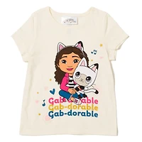 Gabby's Dollhouse Little Girls Dreamworks Gabbys Pandy Paws Zip Up Fleece Hoodie Graphic T-Shirt and Leggings 3 Piece Outfit Set Toddler|Chi