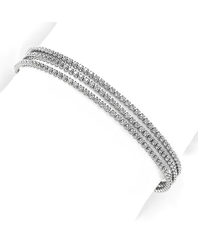 Suzy Levian Sterling Silver Cubic Zirconia 3 Row Tennis Bracelet