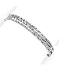 Suzy Levian Sterling Silver Cubic Zirconia 3 Row Tennis Bracelet