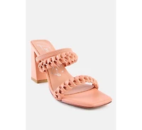 Womens Arnie Dual Braided Strap Block Heel Sandals