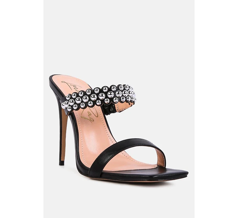 Womens Bandy Stieletto Heel Metal Stud Sandals