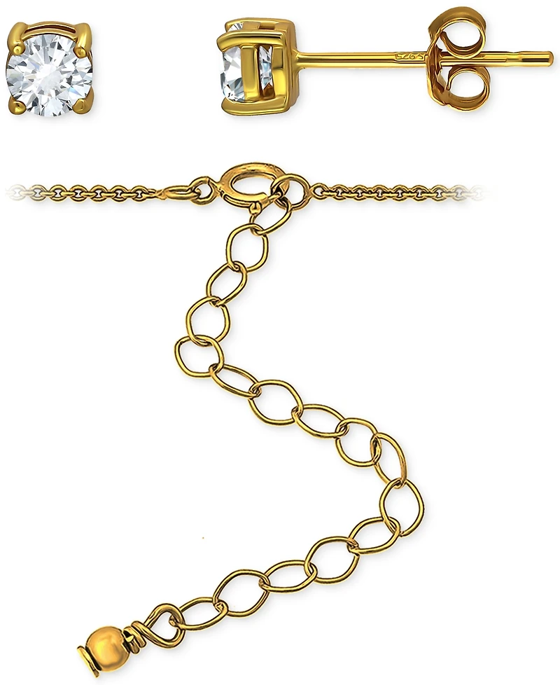 Giani Bernini 2-Pc. Set Cubic Zirconia Heart Pendant Necklace & Solitaire Stud Earrings, Created for Macy's