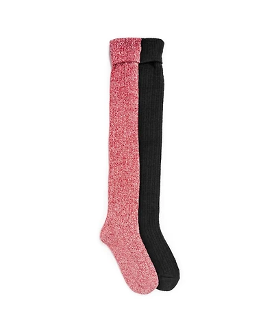 Muk Luks Women's 2 Pair Pack Marl Over the Knee Socks, One