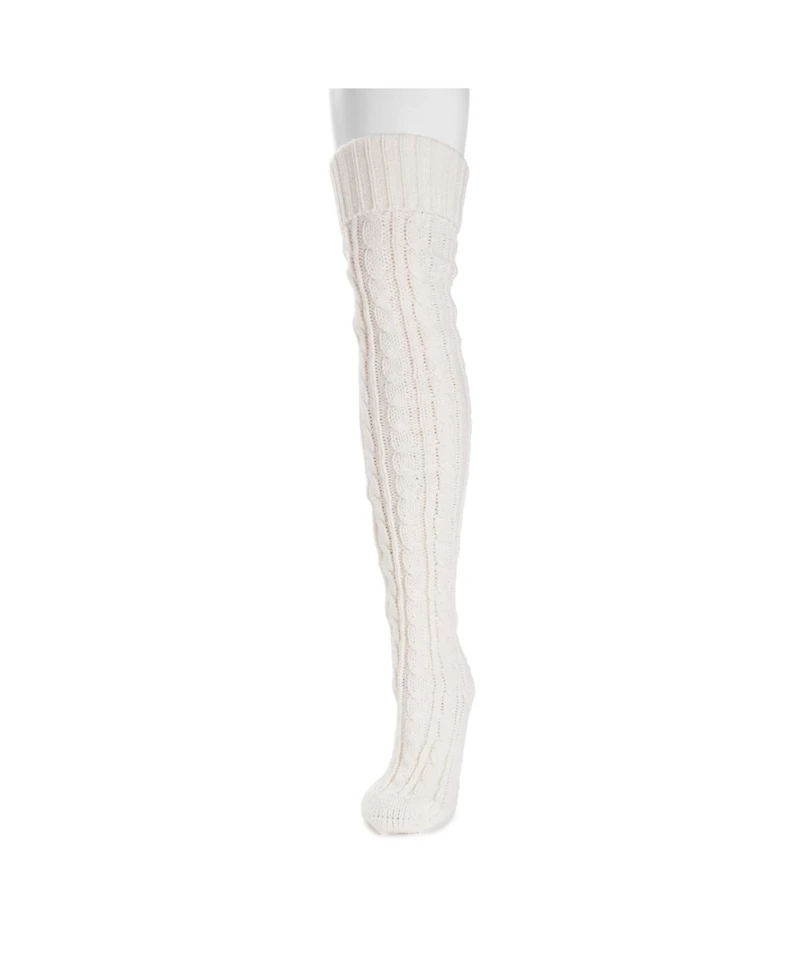 Muk Luks Women's Cable Knit Over the Knee Socks, One