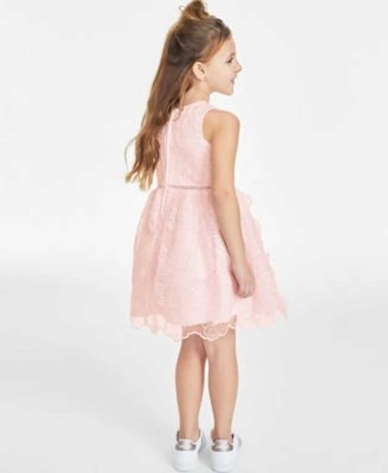Rare Editions Toddler Little Big Girls Floral Organza Social Dress Big Girls Imitation Pearl Embellished Cardigan Created For Macys