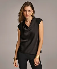 Donna Karan New York Women's Cowl-Neck Cap-Sleeve Top