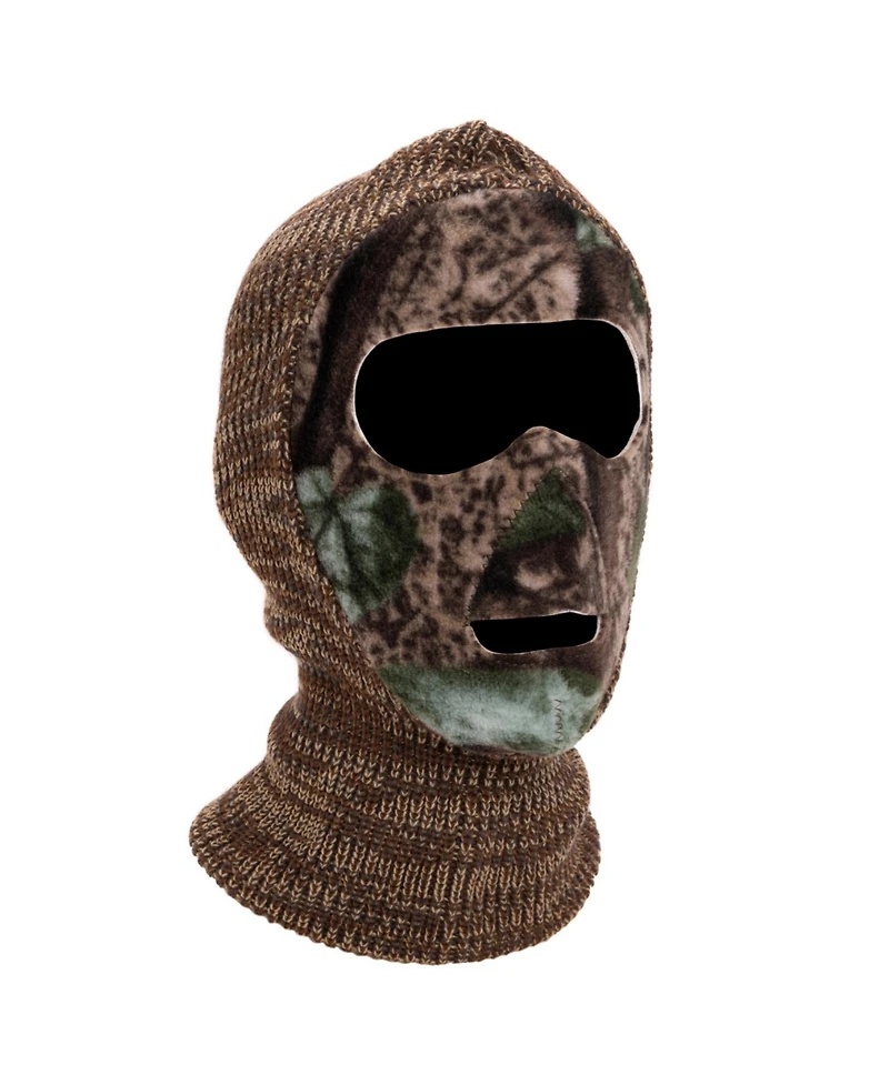 Muk Luks Men's 2-Hole Reversible Face Mask, Adventure Grey/Blaze, One Size