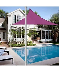 22Ft Triangle Sun Shade Sail Canopy Awning 8Ft Detachable Pole Kit Outdoor