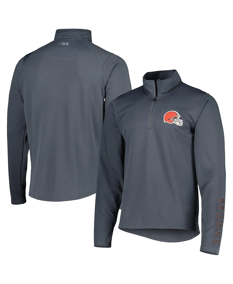 Men's Msx by Michael Strahan Charcoal Cleveland Browns 1/4-Zip Sweatshirt