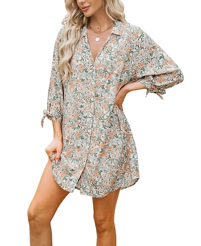 Cupshe Women's V-Neck Button Front Cover-Up Dress