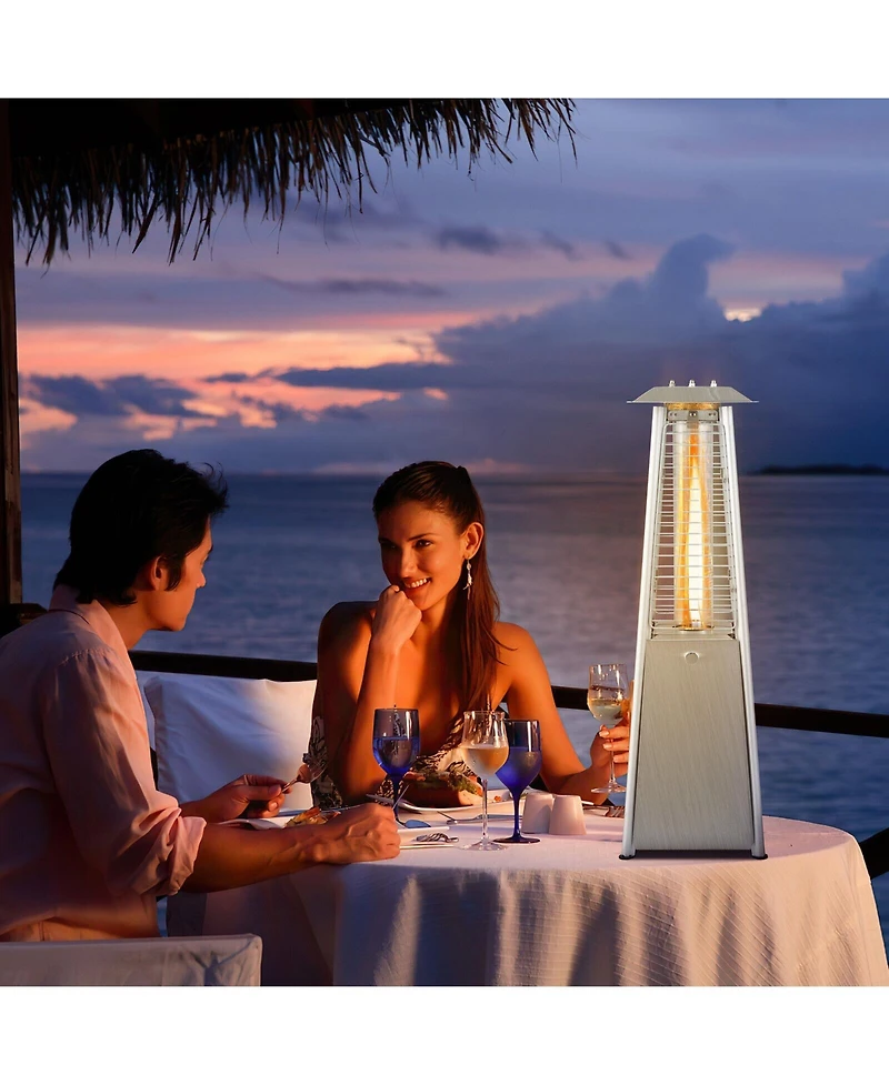 9500 Btu Portable Stainless Steel Tabletop Patio Heater with Glass Tube