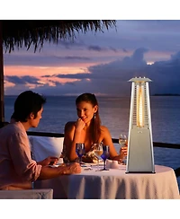 9500 Btu Portable Stainless Steel Tabletop Patio Heater with Glass Tube