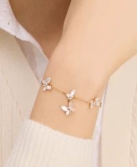 Kate Spade New York Gold-Tone Cubic Zirconia & Mother-of-Pearl Butterfly Link Bracelet