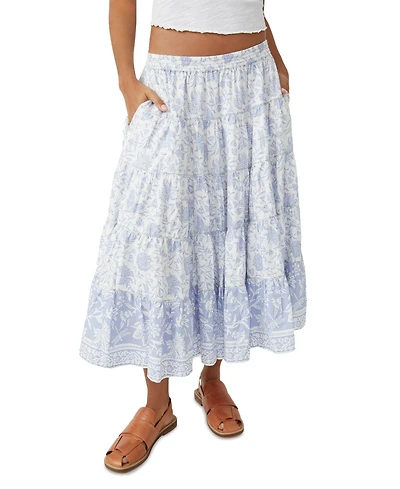 Free People Women's Full Swing Printed Tiered Midi Skirt