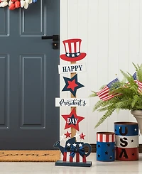 Glitzhome 35.75" H Patriotic, Americana Wooden Top Hat Porch Sign