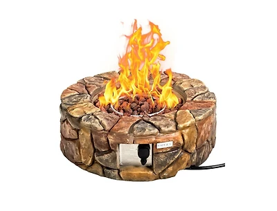 28 Inch Propane Gas Fire Pit with Lava Rocks and Protective Cover