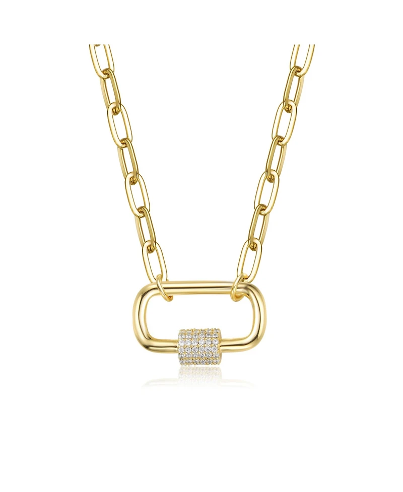 GiGiGirl Kids/Young Teens 14K Gold Plated Cubic Zirconia Chain Rectangle Pendant Necklace