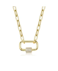 GiGiGirl Kids/Young Teens 14K Gold Plated Cubic Zirconia Chain Rectangle Pendant Necklace