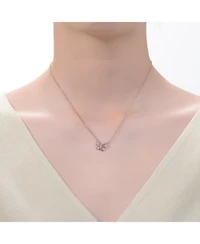GiGiGirl Kid/Teens Sterling Silver 18K Rose Gold Plated Red Cubic Zirconia Butterfly Spring Ring Adjustable Necklace