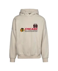 Men's LevelWear Connor Bedard Cream Chicago Blackhawks Oscar Name and Number Oversized Pullover Hoodie