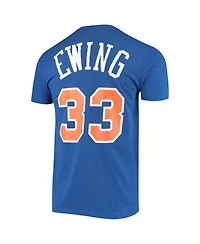 Men's Mitchell & Ness Patrick Ewing Blue New York Knicks Hardwood Classics Stitch Name and Number T-shirt