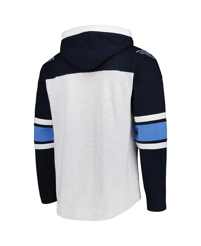 Men's '47 Brand Tennessee Titans Heather Gray Gridiron Lace-Up Pullover Hoodie