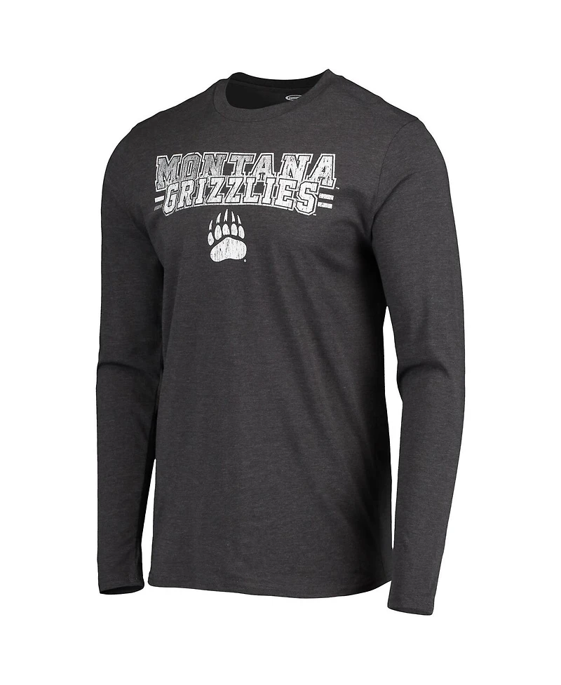 Men's Concepts Sport Maroon, Heathered Charcoal Distressed Montana Grizzlies Meter Long Sleeve T-shirt and Pants Sleep Set