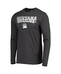 Men's Concepts Sport Maroon, Heathered Charcoal Distressed Montana Grizzlies Meter Long Sleeve T-shirt and Pants Sleep Set