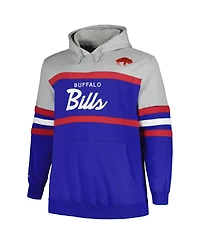 Men's Mitchell & Ness Heather Gray, Royal Buffalo Bills Big and Tall Head Coach Pullover Hoodie