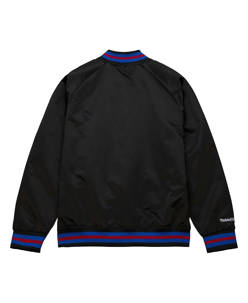 Men's Mitchell & Ness Philadelphia 76ers Hardwood Classics Throwback Wordmark Raglan Full-Snap Jacket